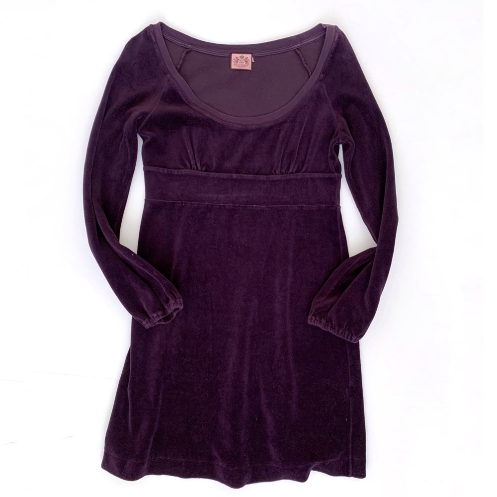Juicy Couture Womens Vintage Long Sleev Purple Velour Above the Knee Dress